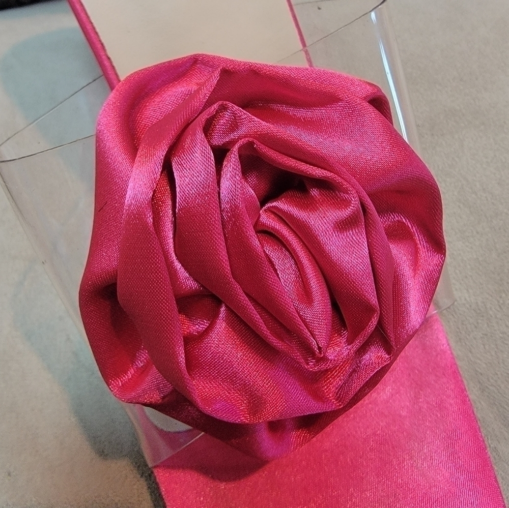 Hot Pink/Fuschia Rose Flower Decor OMBRE-Heel Open Toe Sandals/Mules - Picture 13 of 16